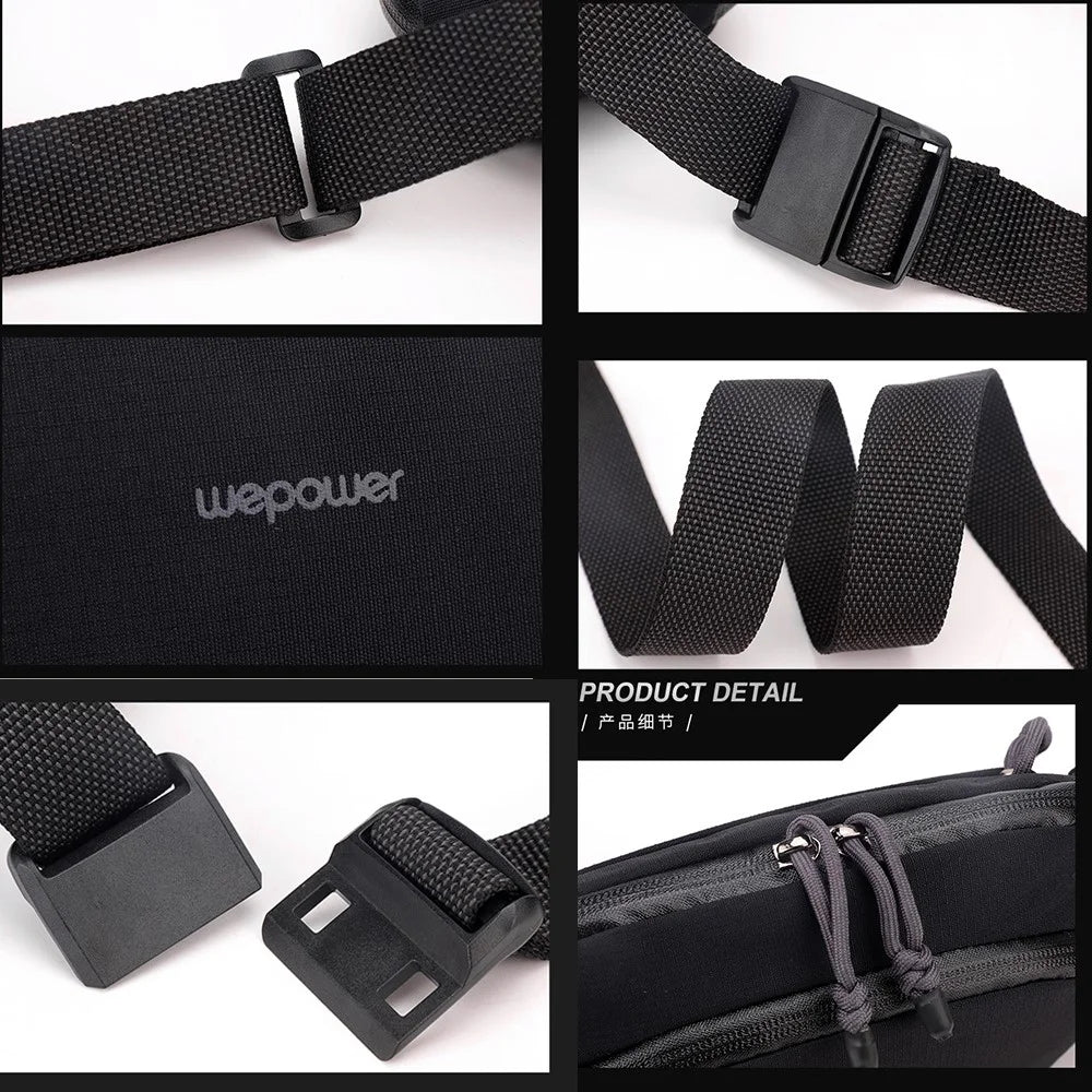 WEPOWER 2203 Waterproof Nylon Multi-Function Chest Bag Men Crossbody Waist Pack - Black - 6