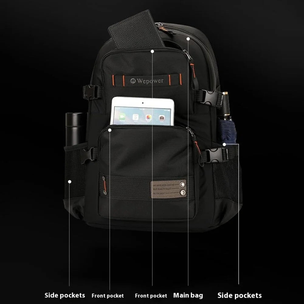 WEPOWER 8110 Large Capacity Nylon Business Casual Backpack Outdoor Travel Dual Shoulder Bag - Black - 3