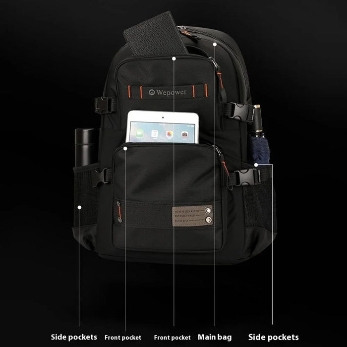 WEPOWER 8110 Large Capacity Nylon Business Casual Backpack Outdoor Travel Dual Shoulder Bag - Black - 3