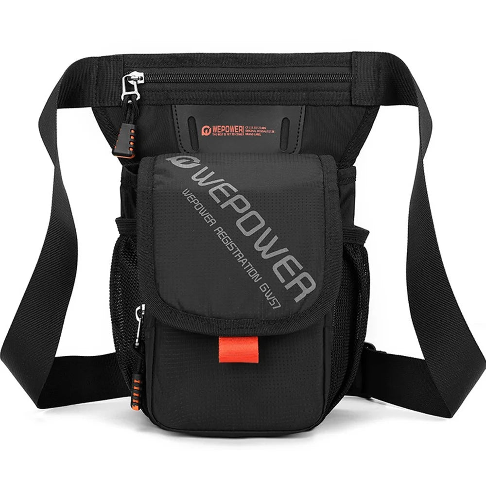 WEPOWER 2305 Outdoor Sports Men Waist Pack Crossbody Bag Nylon Cycling Leg Bag - Black - 1