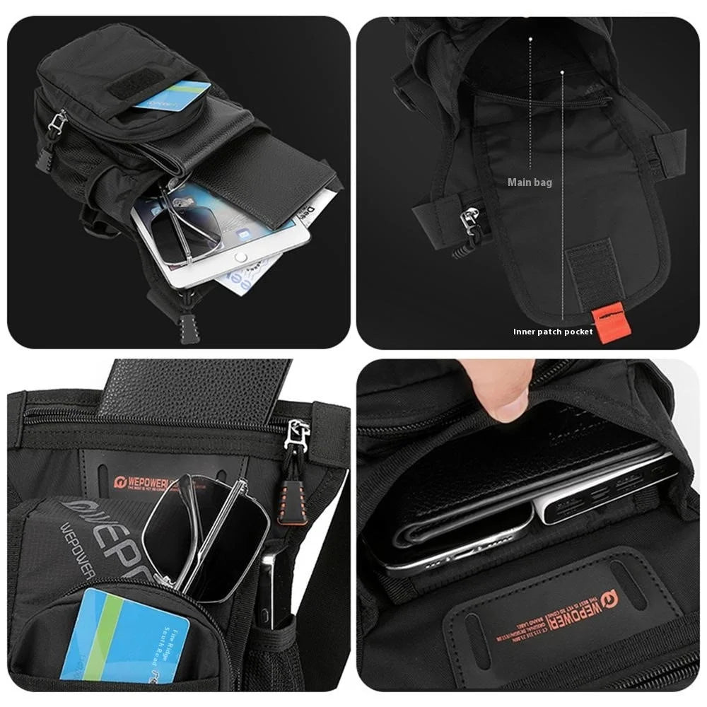 WEPOWER 2305 Outdoor Sports Men Waist Pack Crossbody Bag Nylon Cycling Leg Bag - Black - 3