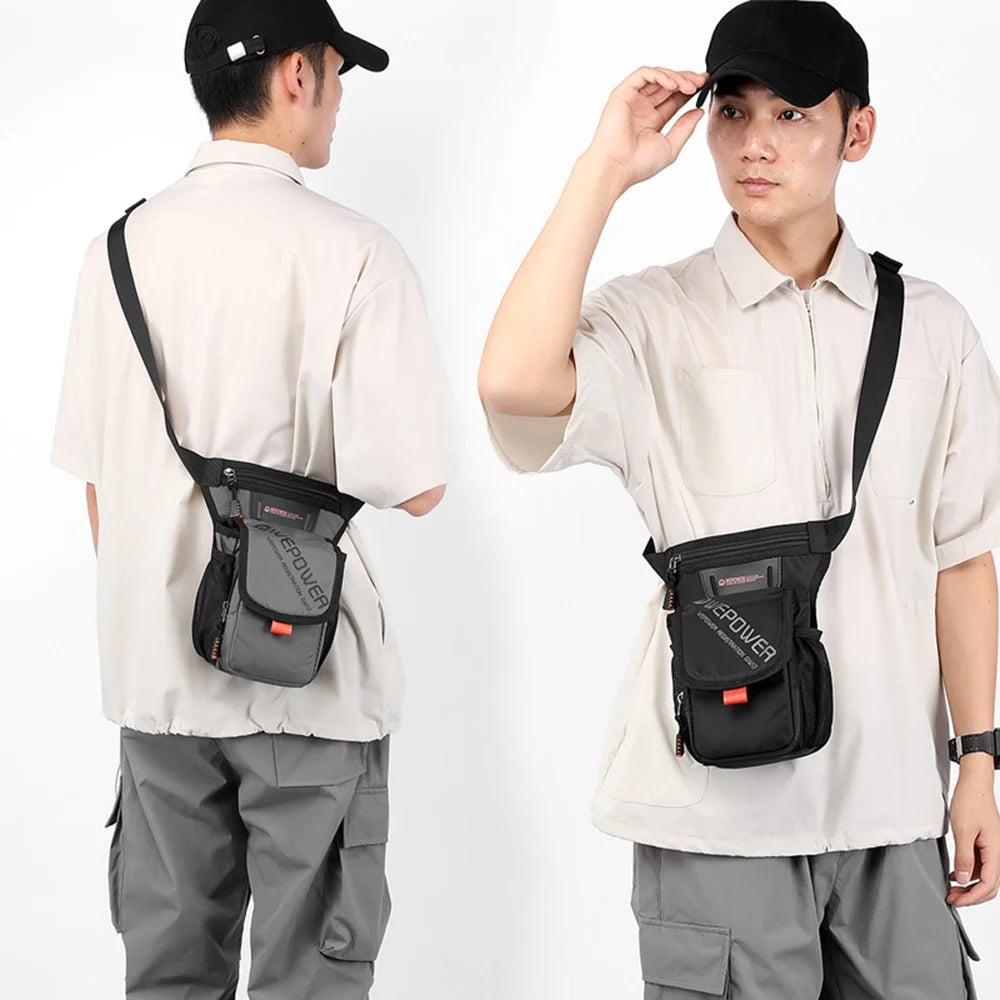 WEPOWER 2305 Outdoor Sports Men Waist Pack Crossbody Bag Nylon Cycling Leg Bag - Black - 7