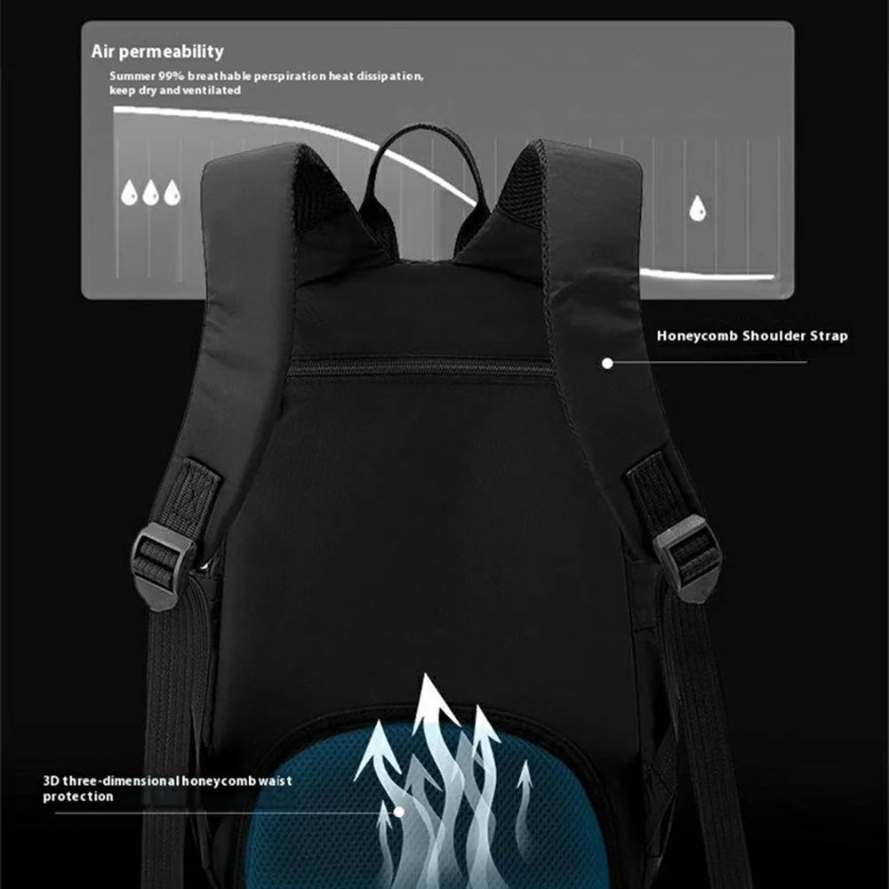WEPOWER 7103 Outdoor Commute Backpack Men Travel Waterproof Nylon Large Capacity Rucksack - Black - 3