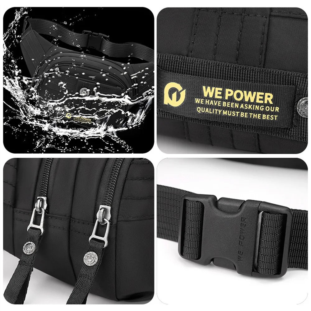 WEPOWER 7101 Multi-Pocket Waist Pack Nylon Crossbody Bag Outdoor Commute Chest Bag - Black - 3