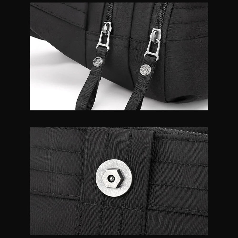 WEPOWER 7101 Multi-Pocket Waist Pack Nylon Crossbody Bag Outdoor Commute Chest Bag - Black - 7