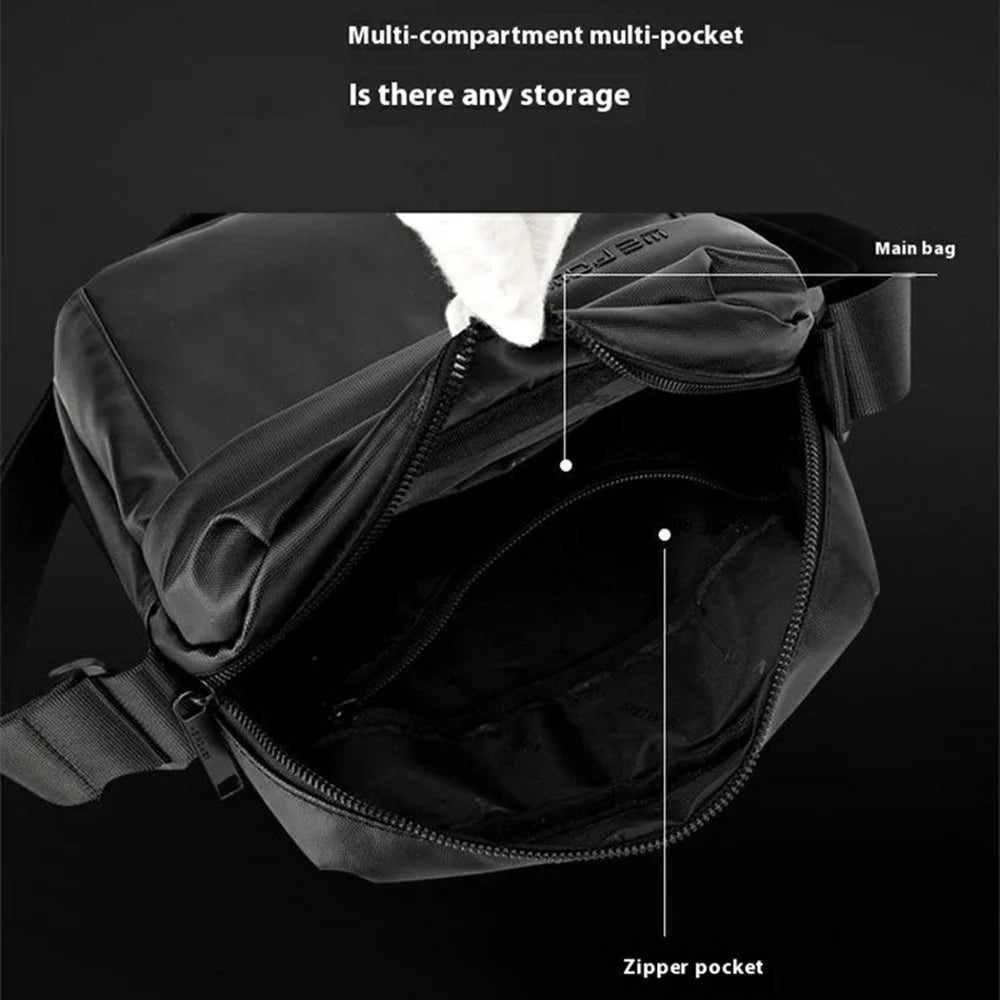 WEPOWER 7685 Travel Commuting Men Crossbody Bag Large Capacity Nylon Single Shoulder Bag - Black - 2