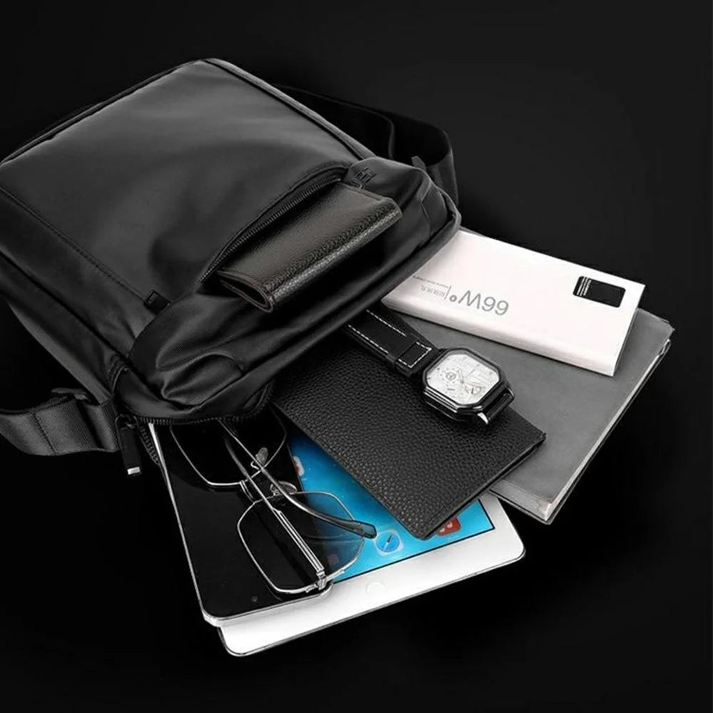 WEPOWER 7685 Travel Commuting Men Crossbody Bag Large Capacity Nylon Single Shoulder Bag - Black - 3