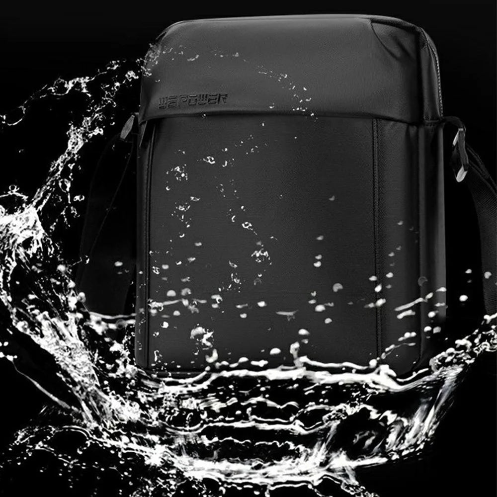 WEPOWER 7685 Travel Commuting Men Crossbody Bag Large Capacity Nylon Single Shoulder Bag - Black - 5