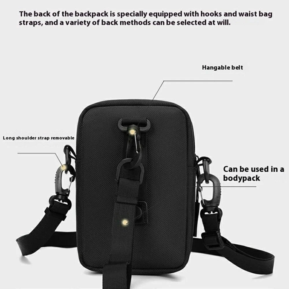 WEPOWER 2151 Casual Crossbody Bag Nylon Waist Pack Lightweight Phone Pouch Single Shoulder Bag - Black - 2