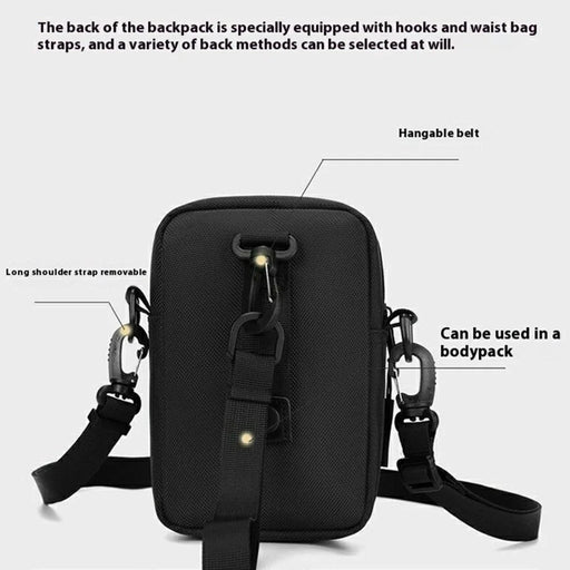 WEPOWER 2151 Casual Crossbody Bag Nylon Waist Pack Lightweight Phone Pouch Single Shoulder Bag - Black - 2