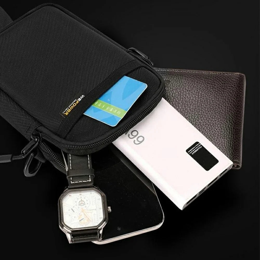 WEPOWER 2151 Casual Crossbody Bag Nylon Waist Pack Lightweight Phone Pouch Single Shoulder Bag - Black - 4