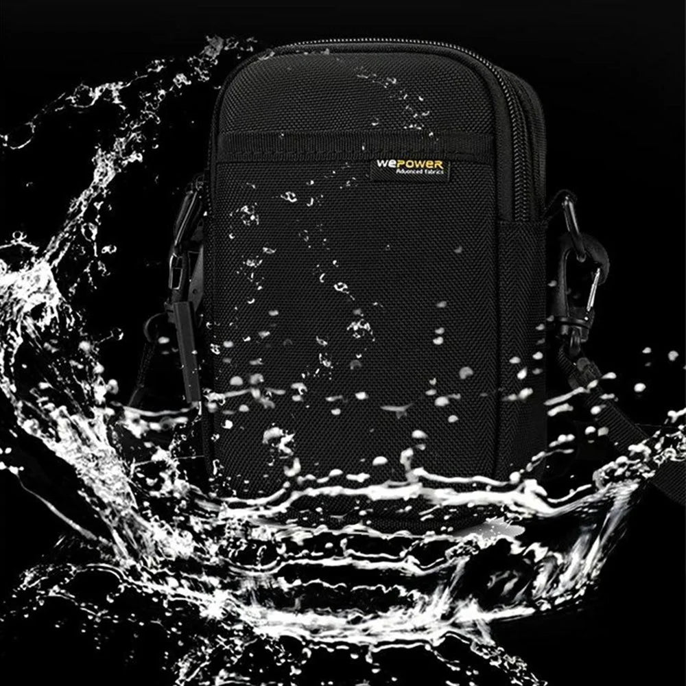 WEPOWER 2151 Casual Crossbody Bag Nylon Waist Pack Lightweight Phone Pouch Single Shoulder Bag - Black - 5