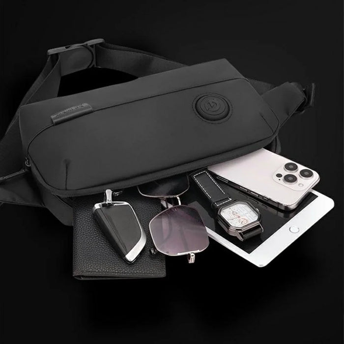 WEPOWER 1315 Stylish Waist Pack Men Crossbody Bag Water Resistant Nylon Chest Bag - Black - 5