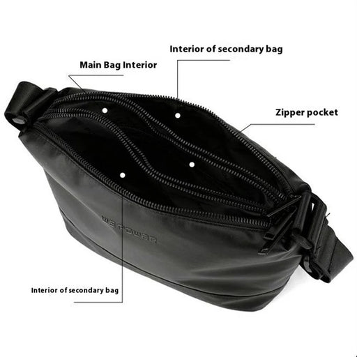 WEPOWER 7679 Men Crossbody Bag Lightweight Nylon Large Capacity Casual Messenger Bag - Black - 2