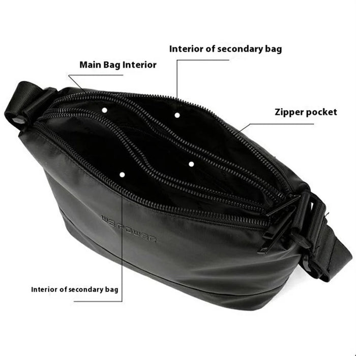 WEPOWER 7679 Men Crossbody Bag Lightweight Nylon Large Capacity Casual Messenger Bag - Black - 2