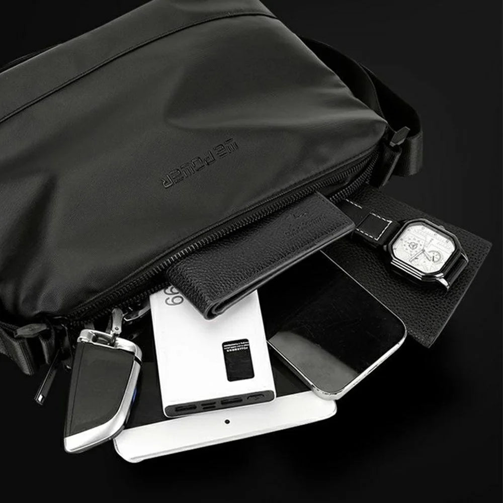 WEPOWER 7679 Men Crossbody Bag Lightweight Nylon Large Capacity Casual Messenger Bag - Black - 4