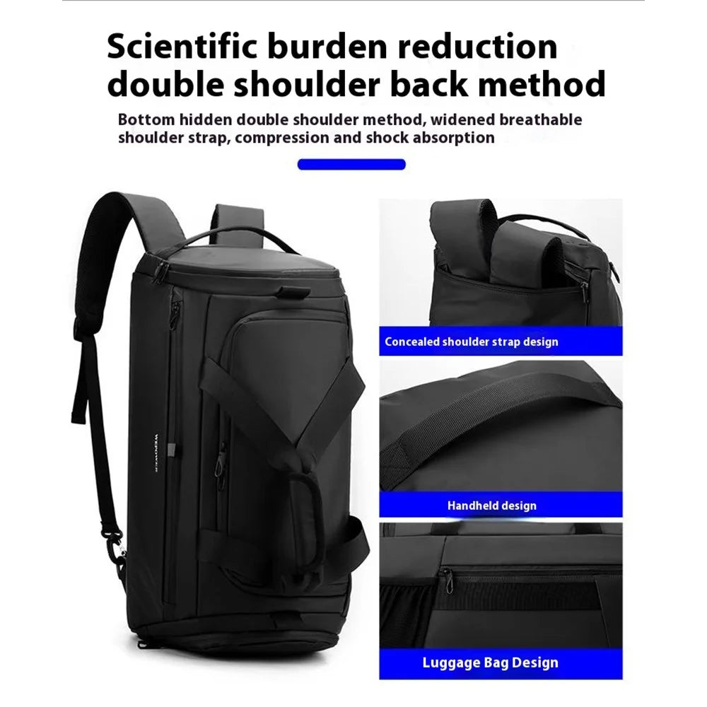 WEPOWER Travel Backpack Sports Gym Bag Large Capacity Handheld Luggage for Business Commute - Black - 5