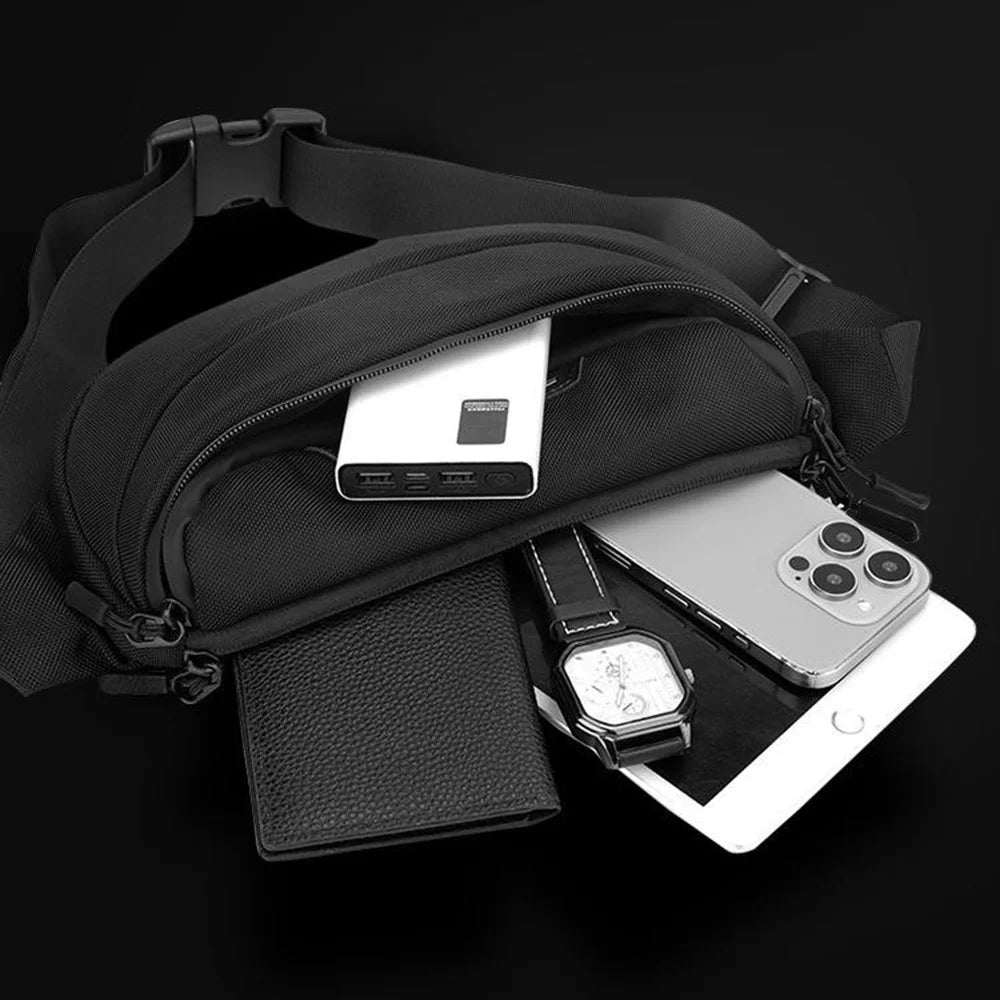 WEPOWER Commuter Chest Bag for Men Crossbody Bag Outdoor Cycling Waterproof Waist Bag - Black - 6
