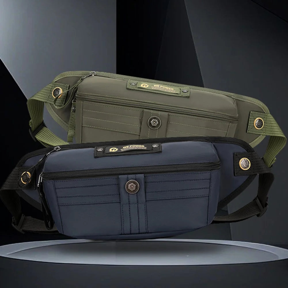 WEPOWER Men Waist Pack Chest Bag Outdoor Casual Sports Shoulder Crossbody Bag Water Resistant - Army Green - 3