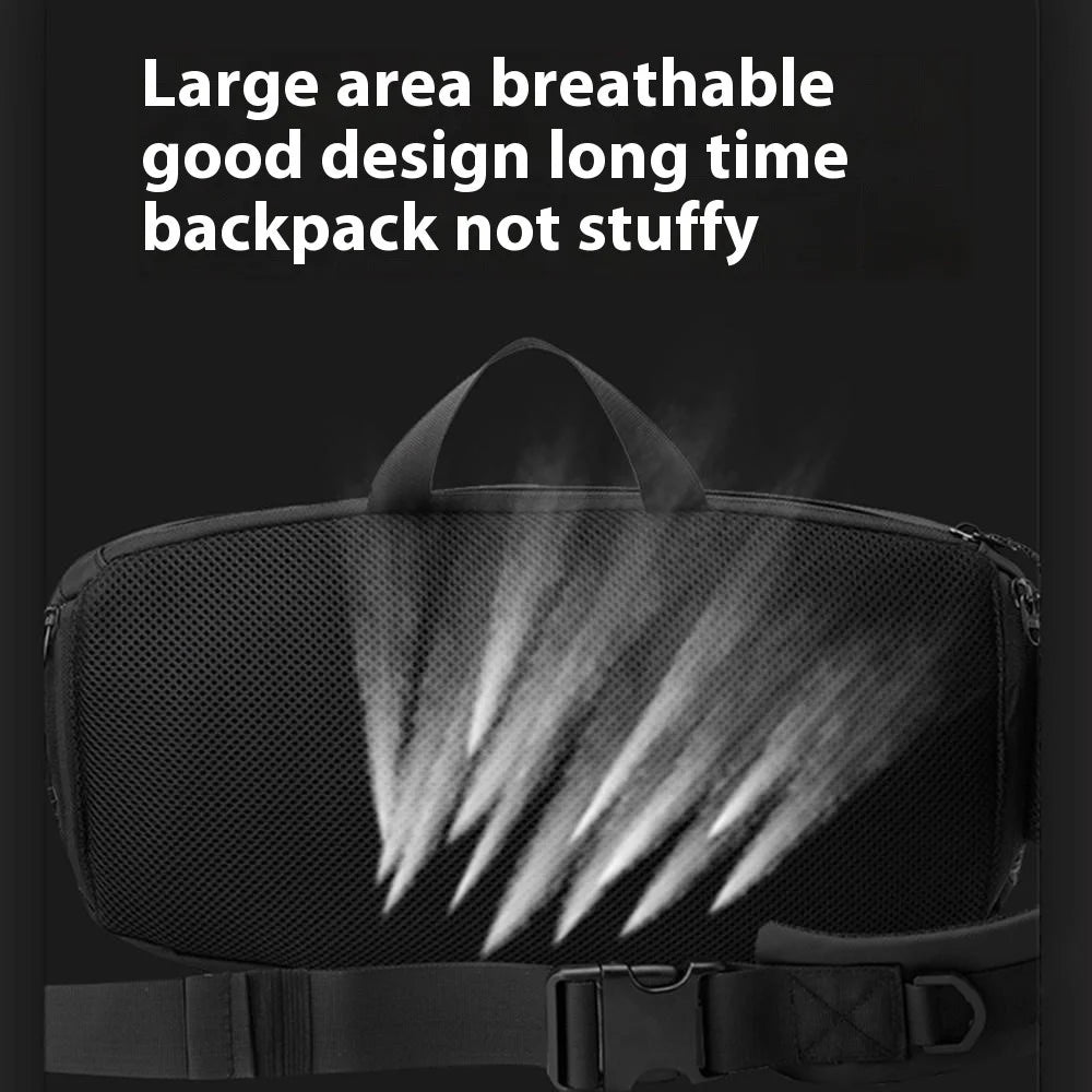 WEPOWER 6630 Large Capacity Waterproof Nylon Waist Pack Unisex Crossbody Single Shoulder Bag - Black - 5