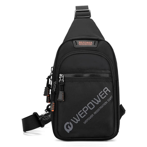 WEPOWER 2315 Casual Business Men Chest Bag Travel Sports Nylon Single Shoulder Crossbody Bag - Black - 1