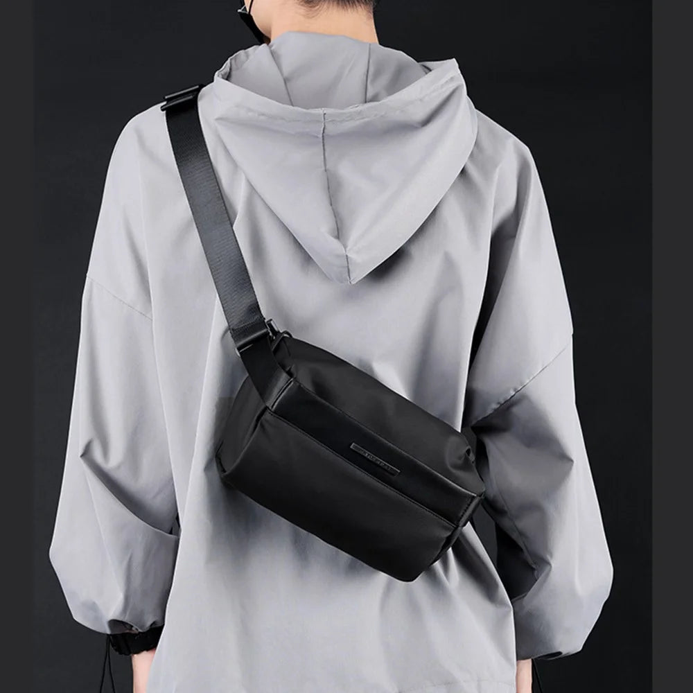 HAOSHUAI 1239 Casual Men Crossbody Bag Water Resistant Nylon Chest Pack Single Shoulder Bag - Dark Blue - 2