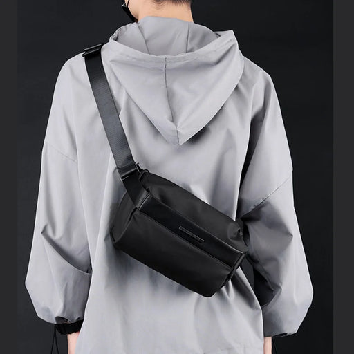 HAOSHUAI 1239 Casual Men Crossbody Bag Water Resistant Nylon Chest Pack Single Shoulder Bag - Dark Blue - 2