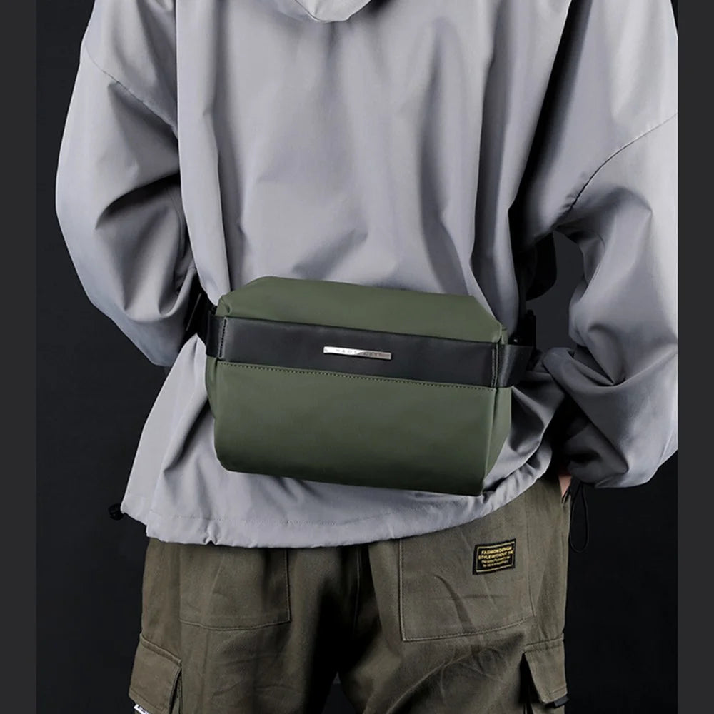 HAOSHUAI 1239 Casual Men Crossbody Bag Water Resistant Nylon Chest Pack Single Shoulder Bag - Dark Blue - 6