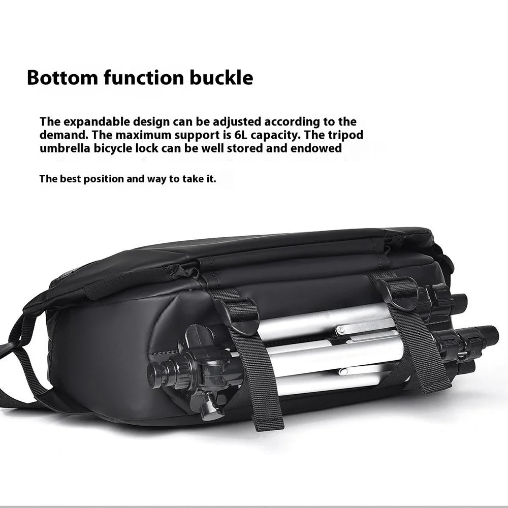1-5166 Fashion Men Messenger Bag Waterproof Nylon Crossbody Pack for Traveling - Black - 6