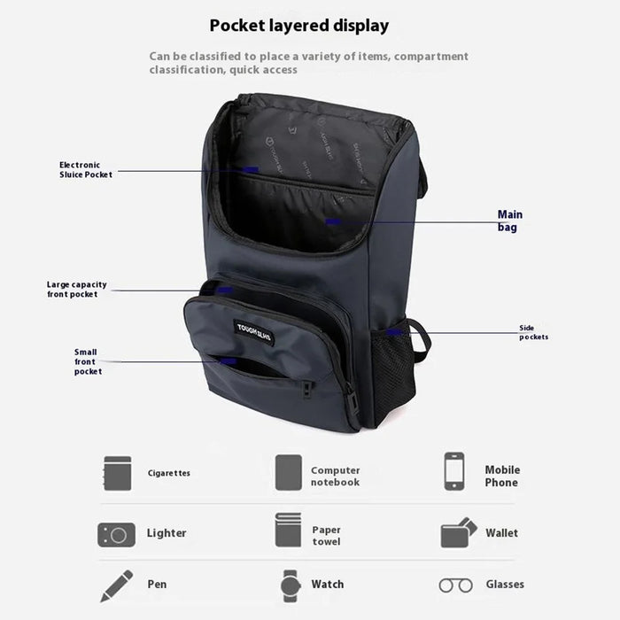 TOUGH SLHS 3405 Stylish Casual Backpack Large Capacity Daypack Business Commute Laptop Bag - Black - 4