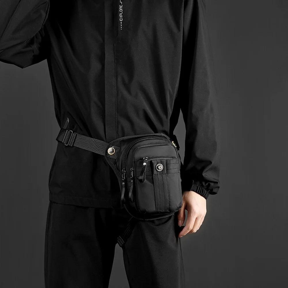 WEPOWER 7110 Nylon Men Waist Bag Chest Pack Leg Pouch for Commuting Outdoor Cycling Sports - Black - 3