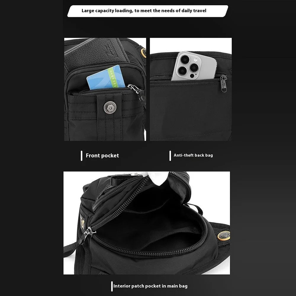 WEPOWER 7110 Nylon Men Waist Bag Chest Pack Leg Pouch for Commuting Outdoor Cycling Sports - Black - 4