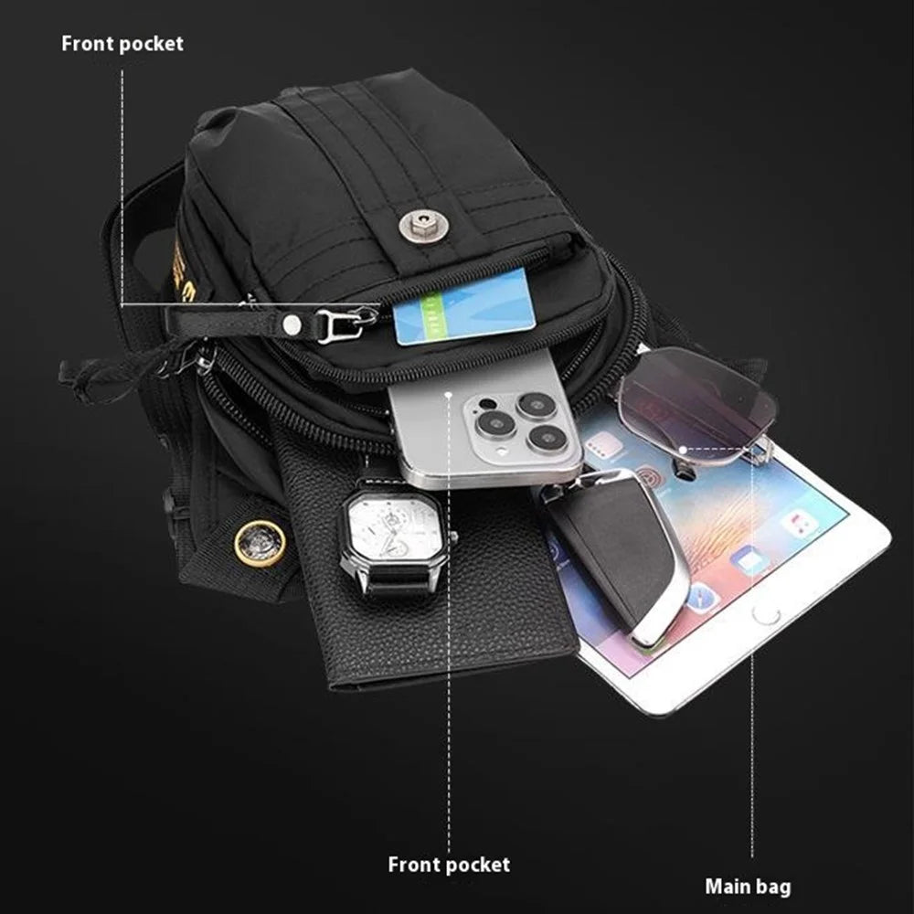 WEPOWER 7110 Nylon Men Waist Bag Chest Pack Leg Pouch for Commuting Outdoor Cycling Sports - Black - 5