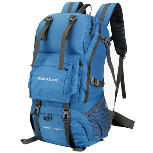 SOLDIER BLADE DF8812 24 Inch Outdoor Hiking Backpack Waterproof Nylon Camping Daypack with Shoe Compartment - Blue - 1