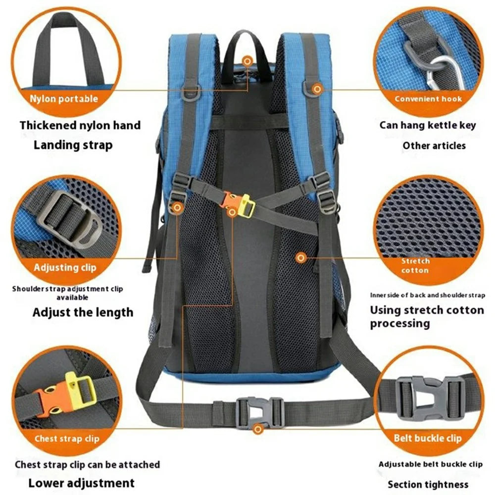 SOLDIER BLADE DF8812 24 Inch Outdoor Hiking Backpack Waterproof Nylon Camping Daypack with Shoe Compartment - Blue - 2