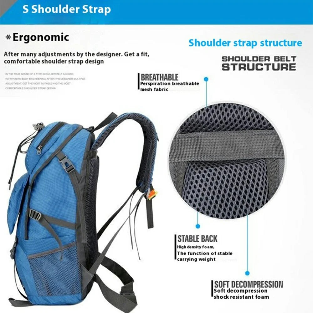 SOLDIER BLADE DF8812 24 Inch Outdoor Hiking Backpack Waterproof Nylon Camping Daypack with Shoe Compartment - Blue - 5