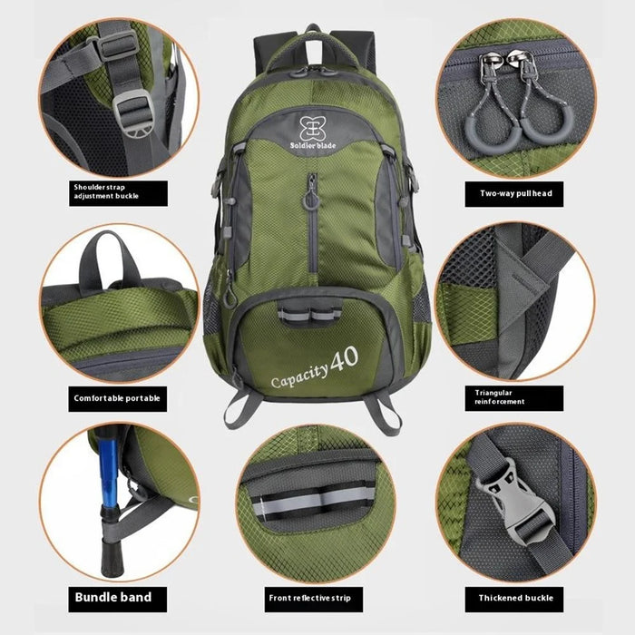 SOLDIER BLADE 064 Outdoor Sports Waterproof Backpack Large Capacity Nylon Foldable Travel Daypack - Army Green - 5