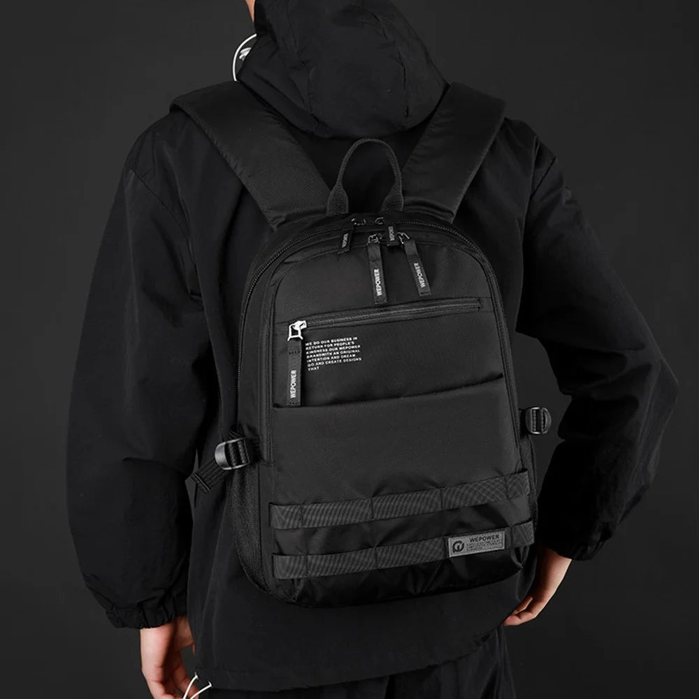 WEPOWER 2329 Waterproof Nylon Casual Daypack Breathable Men Backpack for 14 Inch Laptop - Black - 2