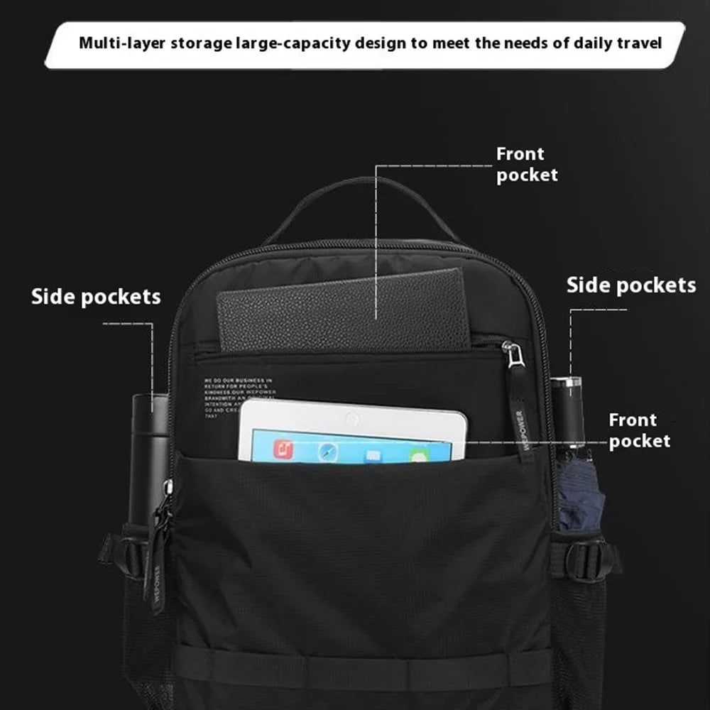 WEPOWER 2330# Business Laptop Backpack Large Capacity Casual Daypack Multifunctional Travel Bag - Black - 3