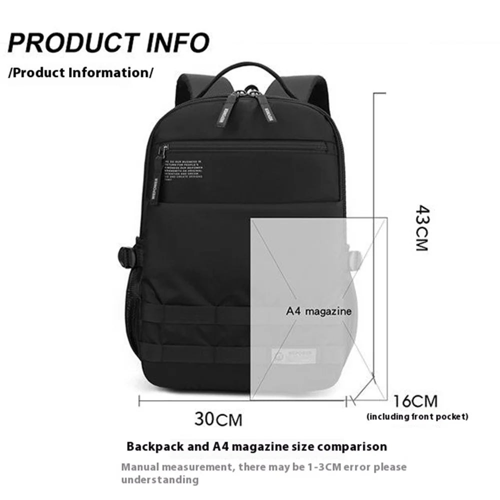 WEPOWER 2330# Business Laptop Backpack Large Capacity Casual Daypack Multifunctional Travel Bag - Black - 7