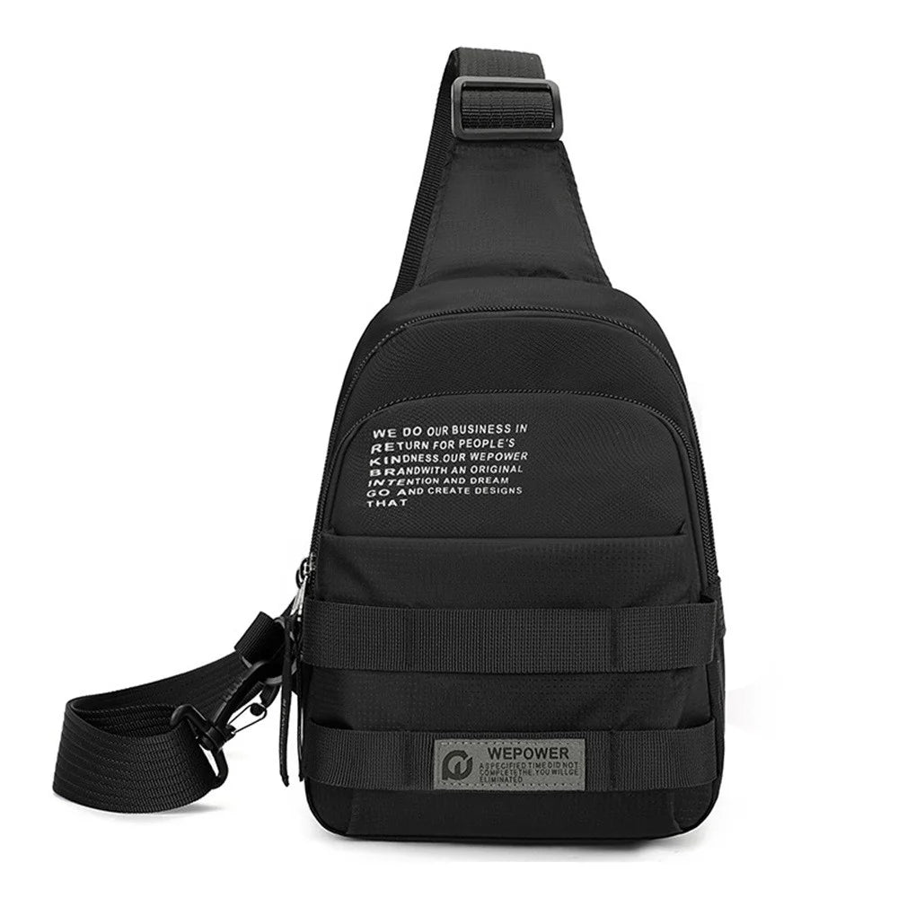 WEPOWER 2327 Chest Pack for Men Waterproof Nylon Mini Crossbody Bag Travel Shoulder Bag - Black - 1