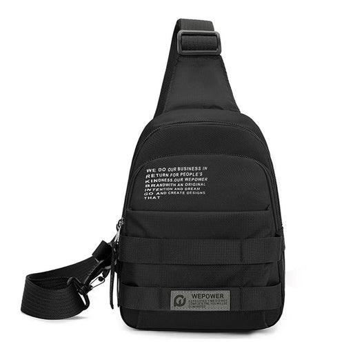 WEPOWER 2327 Chest Pack for Men Waterproof Nylon Mini Crossbody Bag Travel Shoulder Bag - Black - 1