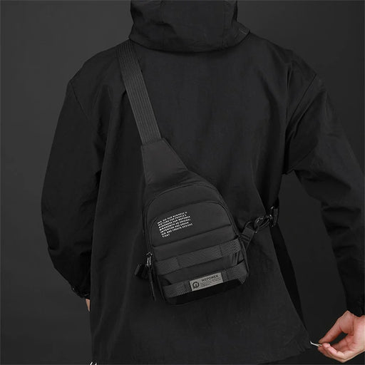 WEPOWER 2327 Chest Pack for Men Waterproof Nylon Mini Crossbody Bag Travel Shoulder Bag - Black - 2