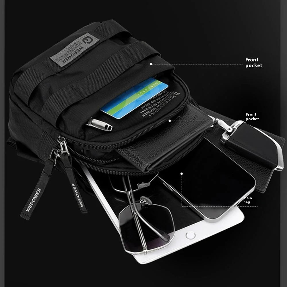 WEPOWER 2327 Chest Pack for Men Waterproof Nylon Mini Crossbody Bag Travel Shoulder Bag - Black - 3