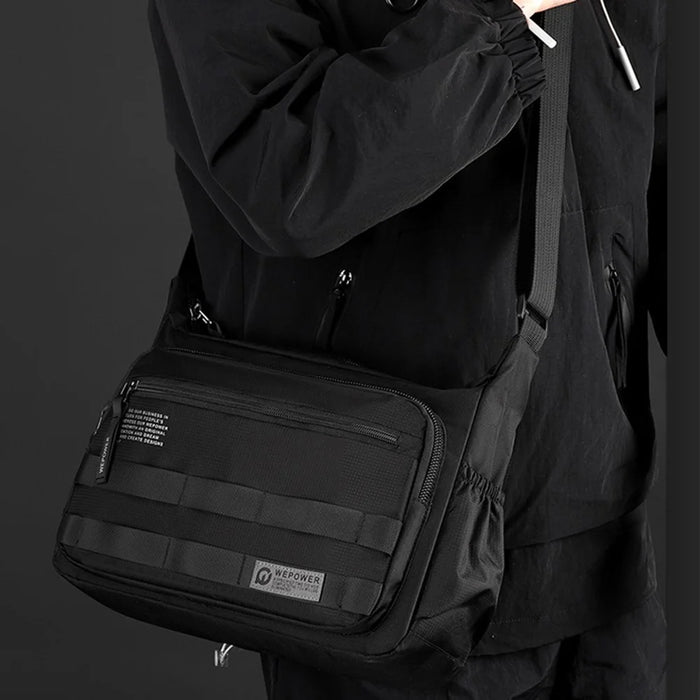 WEPOWER 2323 Men Business Commute Nylon Crossbody Bag Outdoor Casual Travel Shoulder Sling Pack - Black - 4