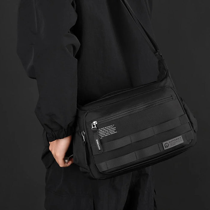 WEPOWER 2323 Men Business Commute Nylon Crossbody Bag Outdoor Casual Travel Shoulder Sling Pack - Black - 5