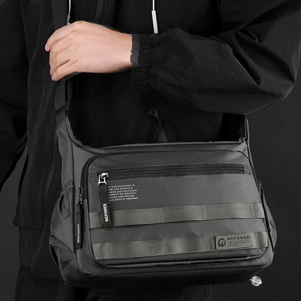 WEPOWER 2323 Men Business Commute Nylon Crossbody Bag Outdoor Casual Travel Shoulder Sling Pack - Black - 6