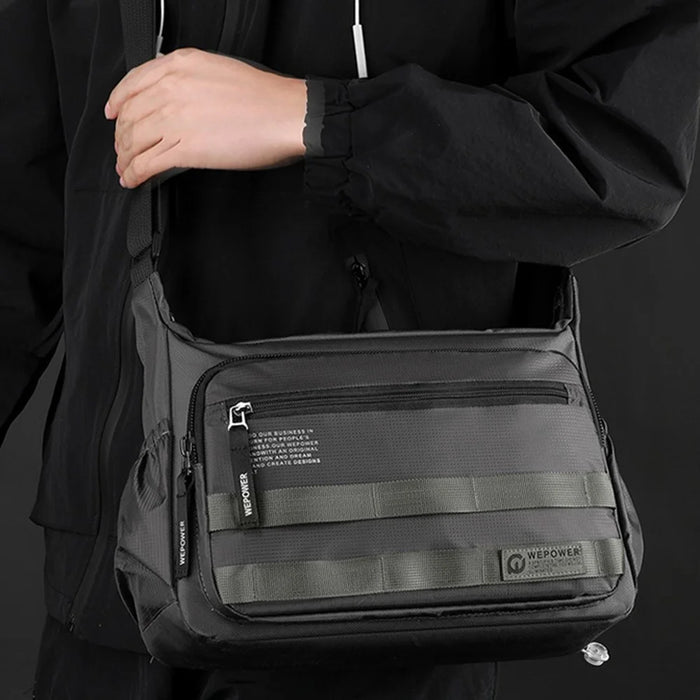 WEPOWER 2323 Men Business Commute Nylon Crossbody Bag Outdoor Casual Travel Shoulder Sling Pack - Black - 6