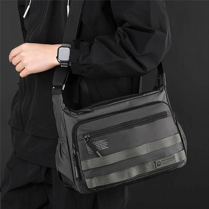 WEPOWER 2323 Men Business Commute Nylon Crossbody Bag Outdoor Casual Travel Shoulder Sling Pack - Black - 7