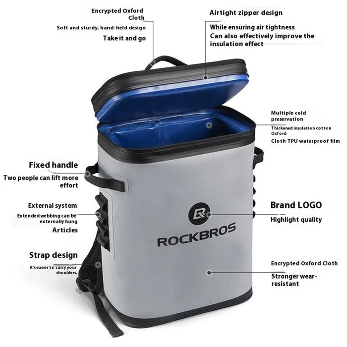 ROCKBROS BX-004 20L Insulated Backpack Hiking Daypack Cooler Bag Cycling Waterproof Rucksack (BPA-Free) - Grey - 4